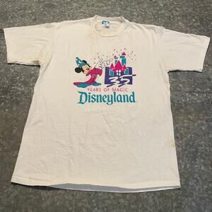 Vintage 90s 35 Years of Magic Disneyland Mickey Mouse Tee Shirt L XL USA Disney